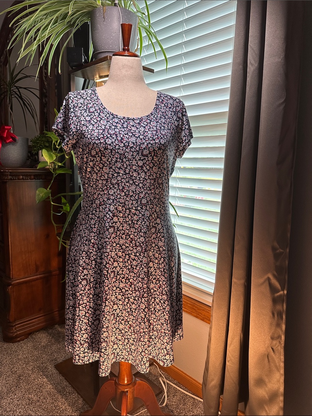 MICHAEL Michael Kors Navy Floral Short Sleeve Dress